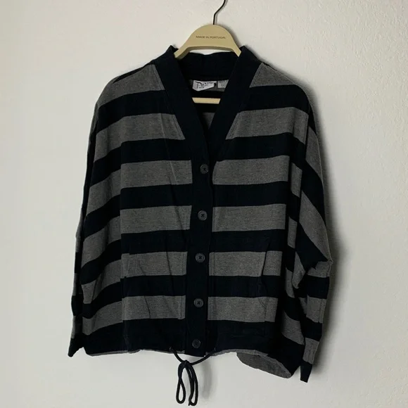 Striped Black and Gray Cardigan - Picture 1 of 2